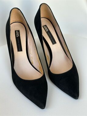 Black Pointed-Toe Suede Pumps Mid-high Heel Women’s Size EUR 38 (US 7-7.5)